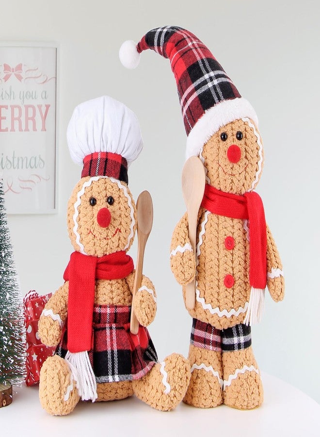 BWFY 22 Inch Large Size Christmas Gingerbread Plush,2PCS Gingerbread Man Christmas Decoration Boy & Girl Figures - Image 4